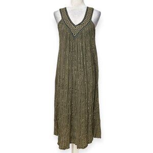 Grigoropoulou Athanasia Olive Green Maxi Dress Women's One Size Boho Party Dress